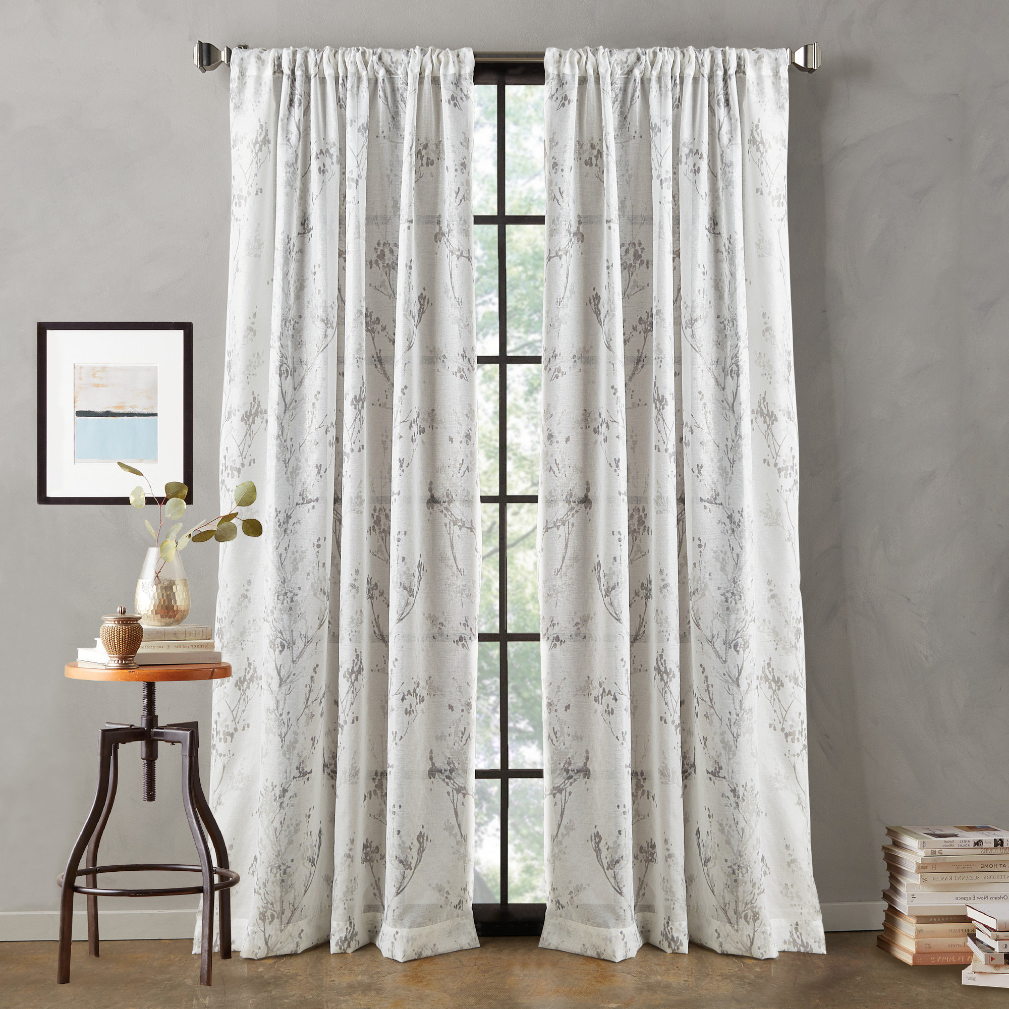 DKNY Floral Sheer Rod Pocket Curtain Panels & Reviews | Wayfair