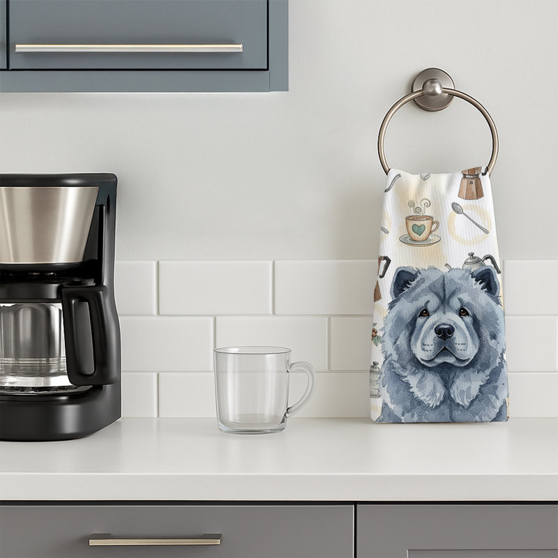 Blue Chow Chow Coffee Bar Kitchen Towel, Blue Chow Chow