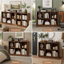 Bibliothèque à 6 cubes, bibliothèque horizontale de 40 po de large avec bordure incurvée, bibliothèque à 2 niveaux avec base en bois, base courte pour chambre à coucher, salon, bureau, noyer