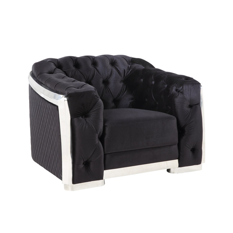 Fauteuil en velours capitonné large de 44 po Richardal
