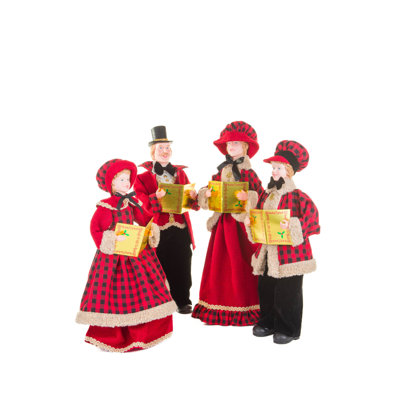 Red Set of 4 Caroler Family