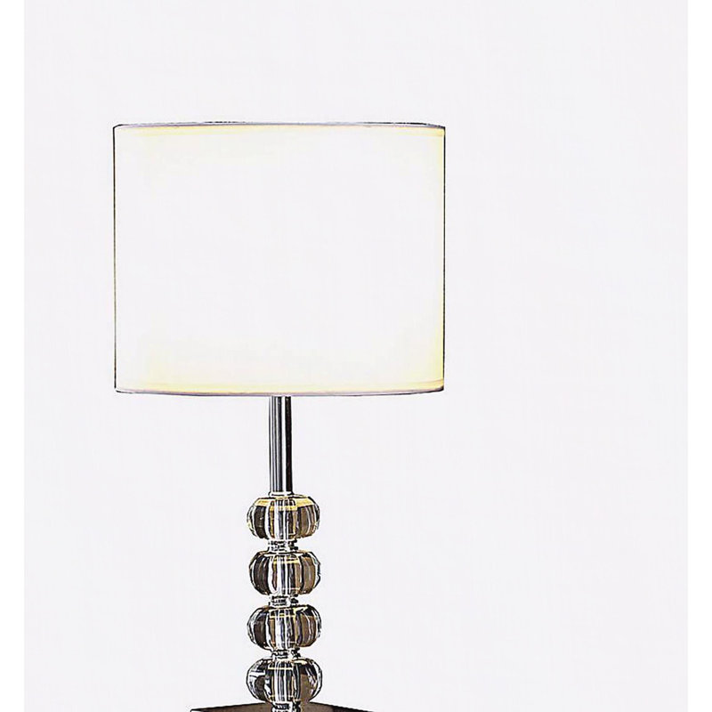 17.75" Olivia Prism Orb Crystal Modern Silver Table Lamp