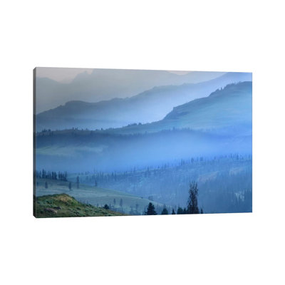 Mist Over Absaroka Range, Yellowstone National Park, Wyoming by Tim Fitzharris - Wrapped Canvas Print