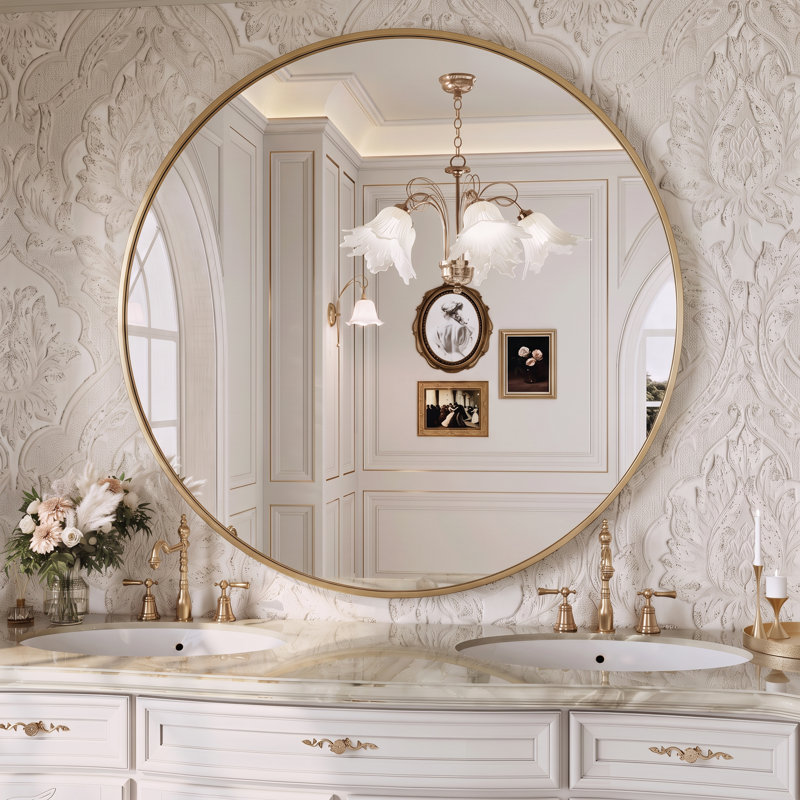 Miroir de salle de bain Lunara, 48 po x 48 po, Gold
