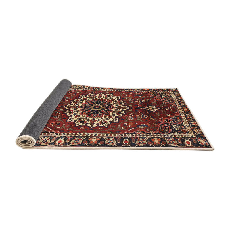 Tapis traditionnel rouge / noir, Rond 4 pi