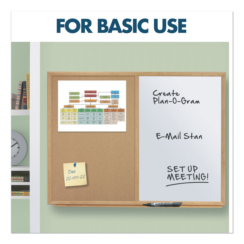 48" x 36" Oak Frame Whiteboard and Cork Bulletin Combo