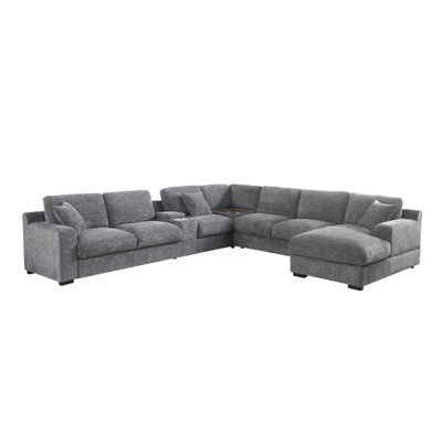 Canapé modulaire en tissu 141,5 po Chenille