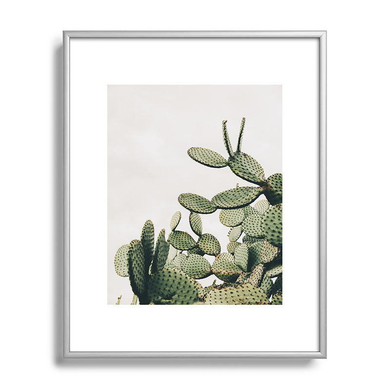 Cactus sur un ciel bleu - impression d'un seul cadre photo, Argent, H 10 po x l 8 po