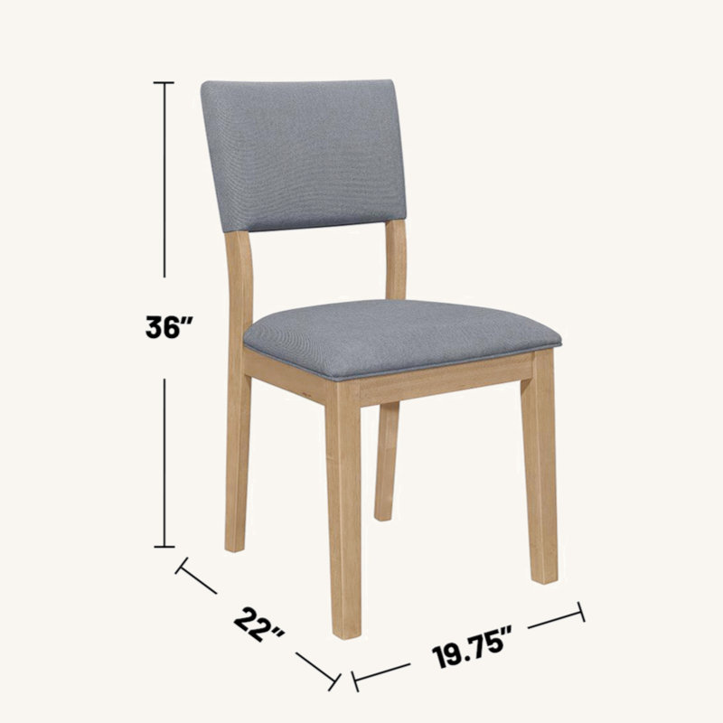 Ensemble de 2 chaises de salle à manger rembourrées en tissu bleu, brun