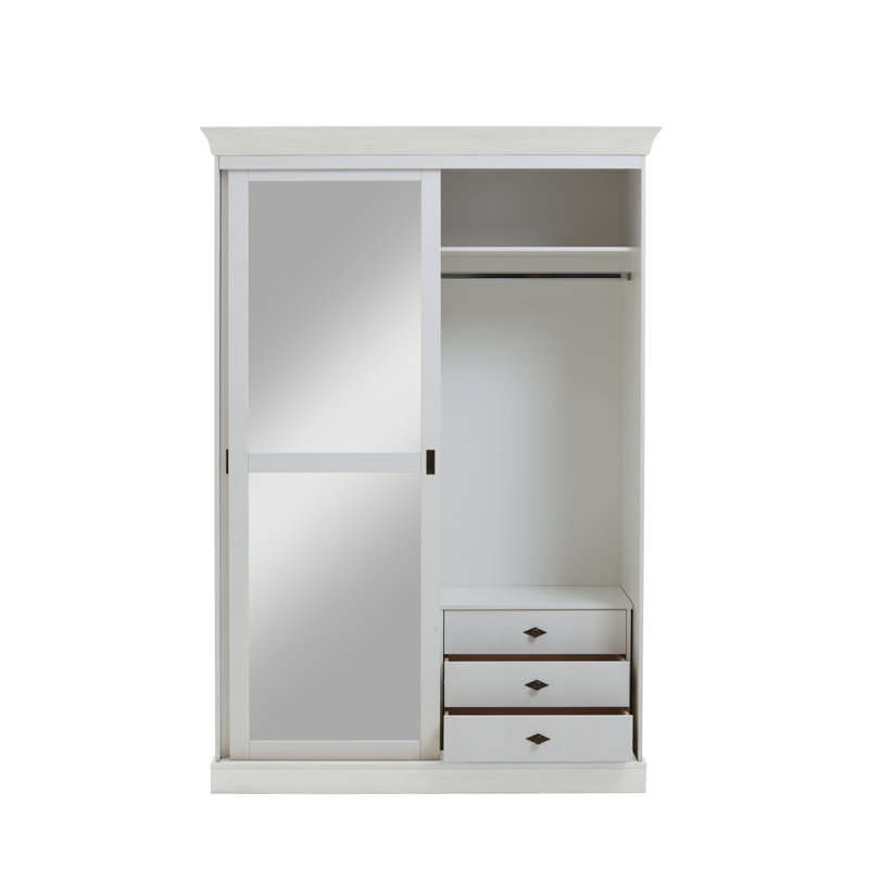 Falkville 2 Door Solid Wood Wardrobe, White