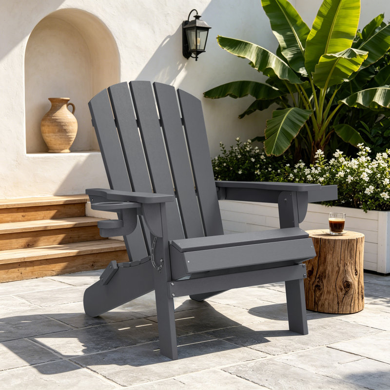  Chaise Adirondack pliante pour l'extérieur, Gris