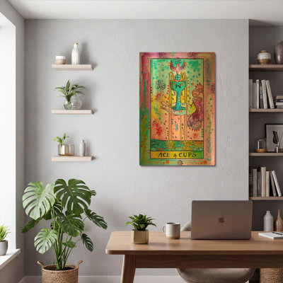 'Tarot - Ace Of Cups' By Dean Russo Gold Metal Wall Art, 12" x 16"