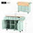 Kitchen Cart With Rubber Wood Drop-Leaf Countertop ,Cabinet Door Internal Storage Racks,Kitchen Island On 5 Wheels With Storage Cabinet And 3 Drawers For Dinning Room-2038698542