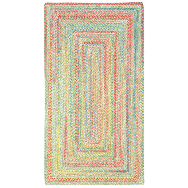 Aaru Hand Braided Cotton Light Green, Concentric Rectangle 24" x 36"