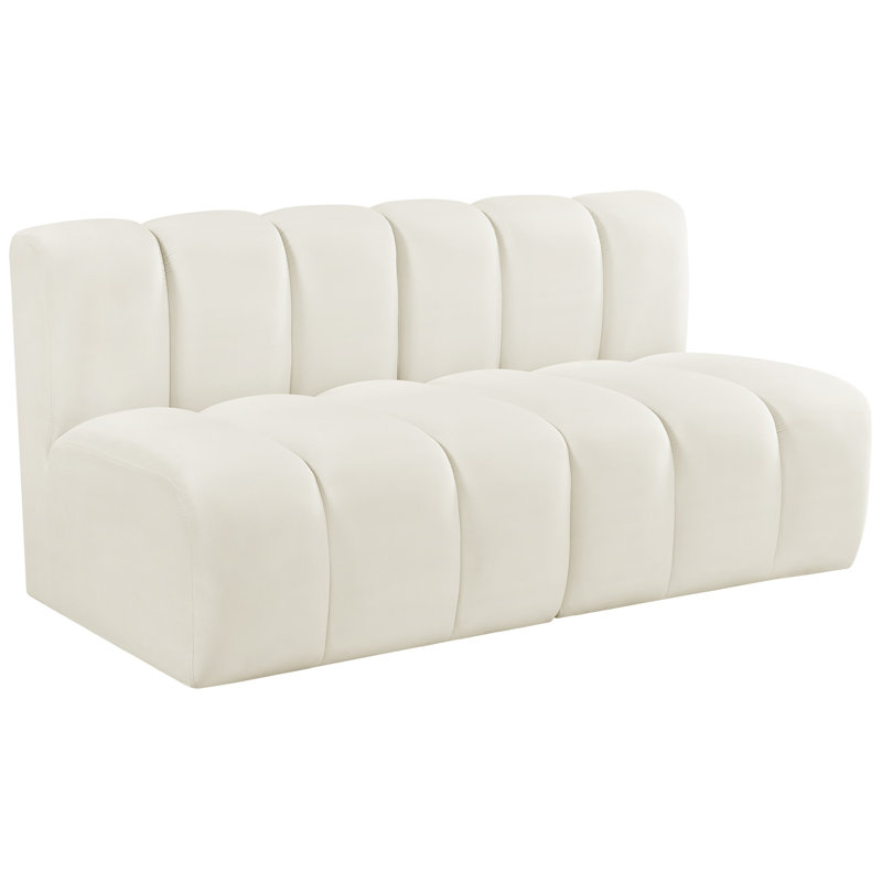 Hiral Upholstered Sectional Reversible, Cream Velvet