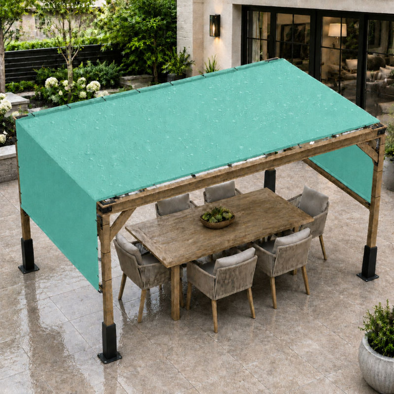 Abat-jour de pergola imperméable Colourtree avec tiges et œillets lestés en acier inoxydable, 8 pi x 24 pi, Turquoise
