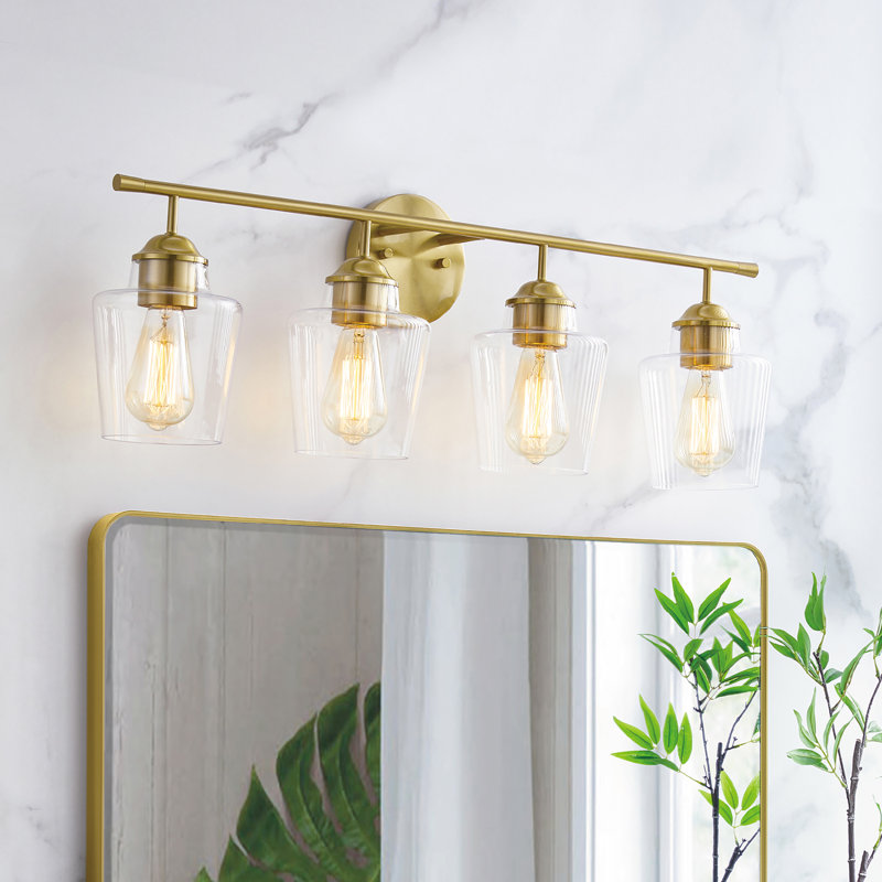 Atish 4 - Light Dimmable Vanity Light, Antique Brass, 4 Lights, 10.5" H x 30.25" W x 7" D