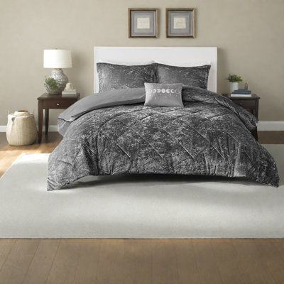 Ensembles de literie de luxe pour grand lit en velours gris