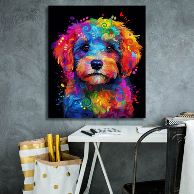 Toile épique «Doodle Pup» par Dean Russo, graffiti épique, 26 po x 30 po