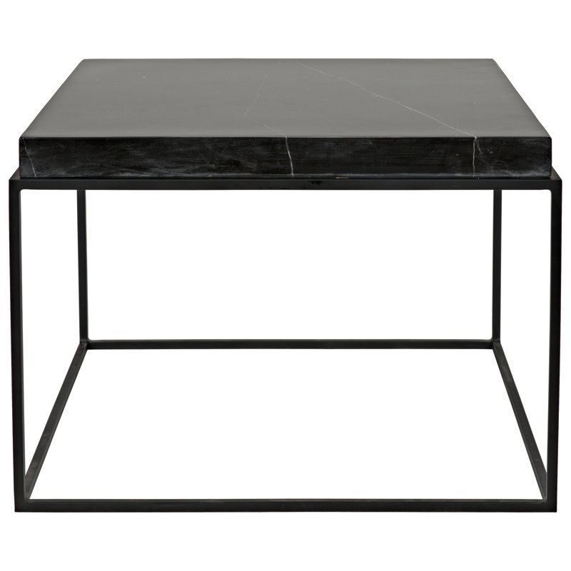 Lomax Minimalist Black Marble and Metal 26" Coffee Table