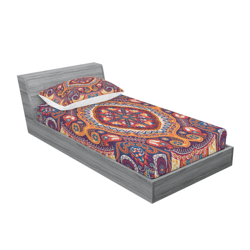 Ensemble de draps motif cachemire, Ensemble de draps pour lit simple TG + un drap-hou