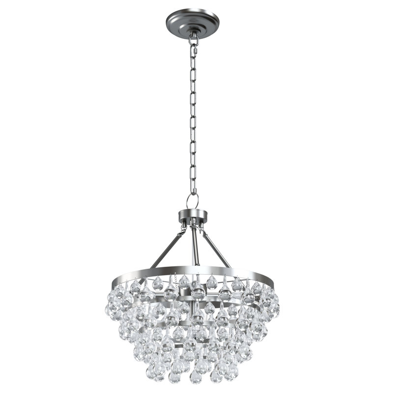 Lustre à 5 lumières en cristal Deonta, Chrome poli