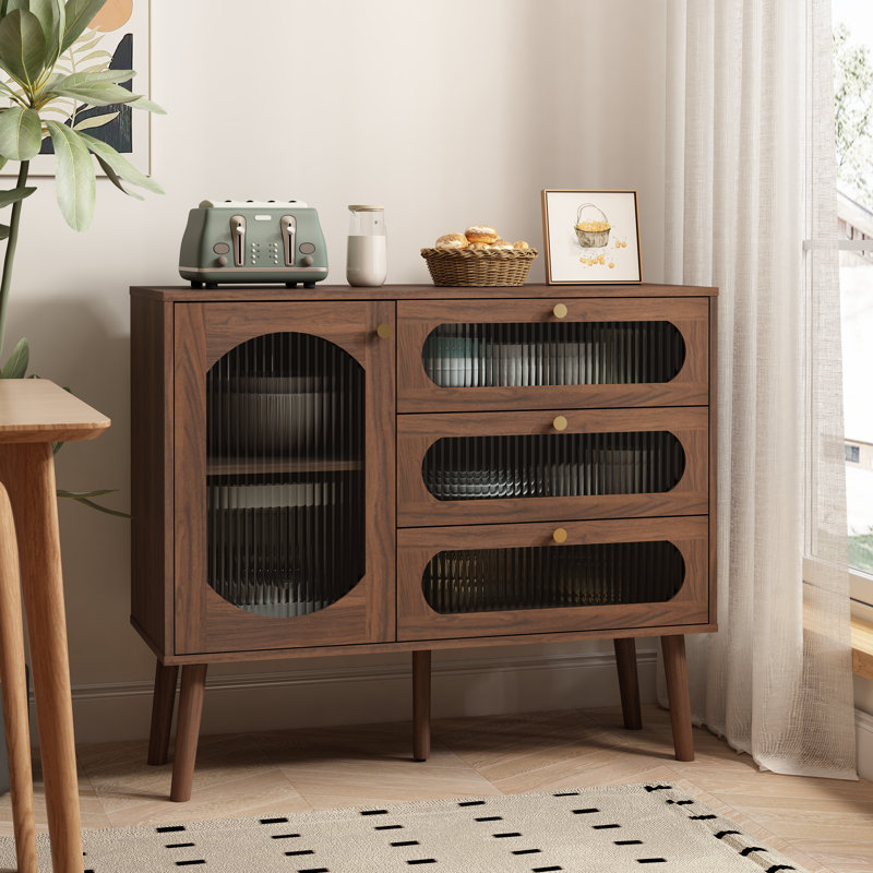 Classic Entryway Cabinet With Drawers And Side Cabinet, Premium Particle Board And Solid Wood Legs