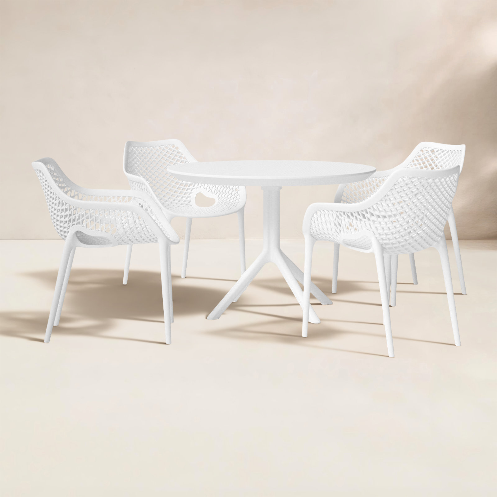 Farrah 41" Patio Dining Set, White