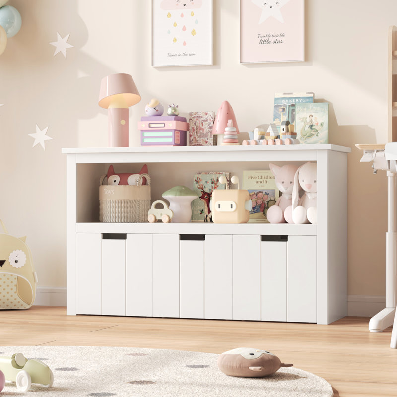 Bayze White Bookcase with Removable Drawers | Wayfair