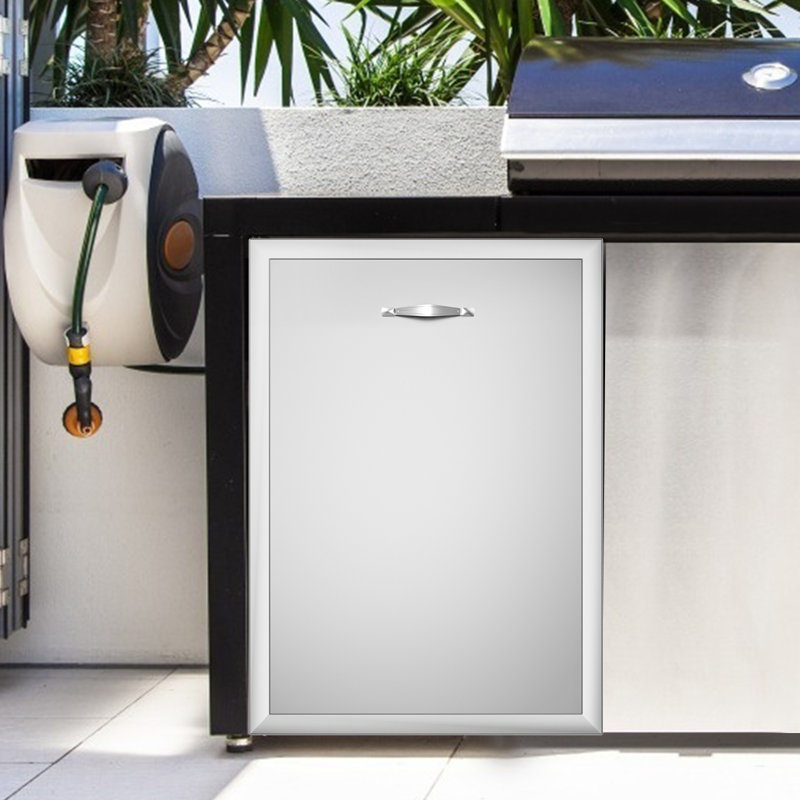 VEVOR Pull Out Trash Drawer 16Wx22h Inch, BBQ Island Outdoor Kitchen Drawer, Stainless Steel Trash Drawer With Handle