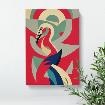 Flamingo In Abstract No.5 - Wrapped Canvas