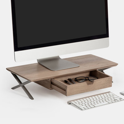 Sumekh Wood Monitor Stand with Drawer