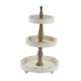 Neill White Wood 3 Level Tiered Server 15" x 15" x 24"