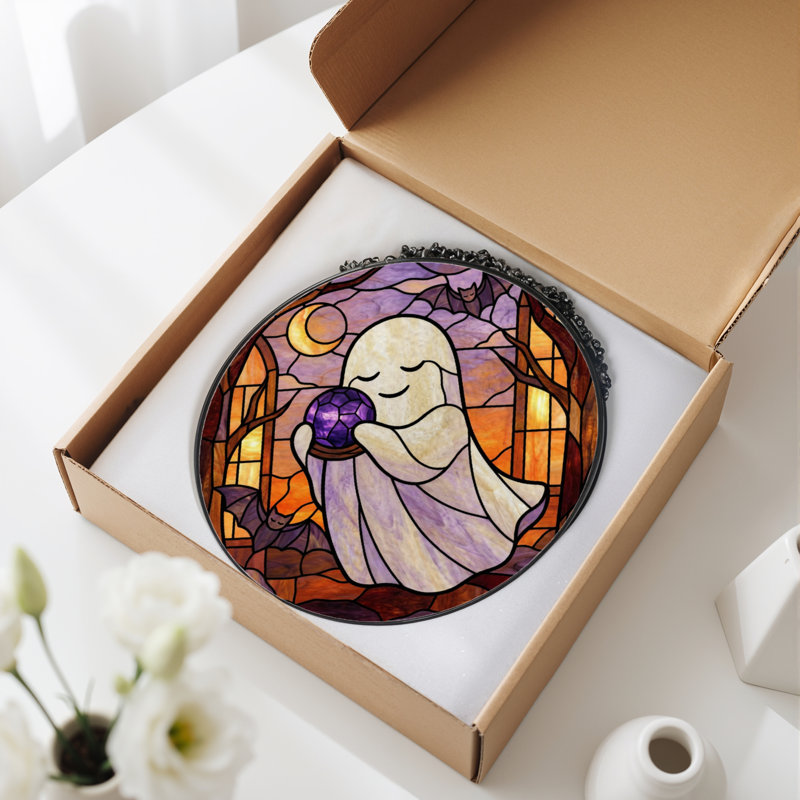 Vitrail en verre coloré 12 "H Ghost