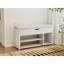 Banc de rangement pour chaussures de 39 po avec coussin, compartiment de rangement à plateau relevable et étagère à chaussures ouverte à 2 niveaux, banc d'entrée en bois pour chambre à coucher ou vestibule-122430270