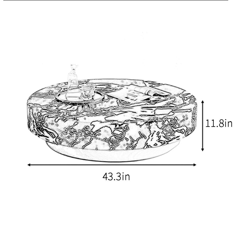 Table basse ronde en marbre de qualité supérieure, H 11,8 po x L 43,3 po x l 43,3 po