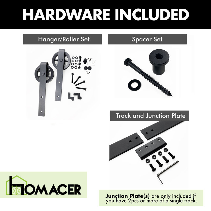 Black Rustic Heavy Duty Sliding Barn Door Hardware Kit
