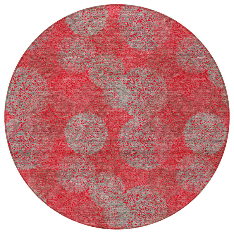 Tapis rond lavable à pois 8 po
