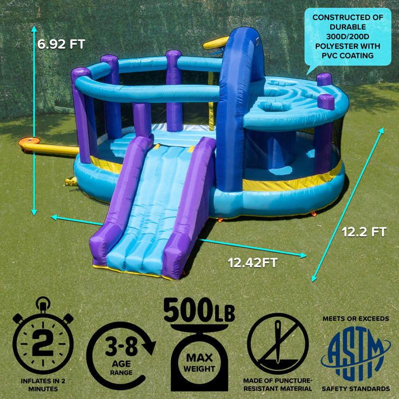 Inflatable Bounce House with Kid's Whack-A-Play, Basketball Hoop, & Lifetime Warranty on Blower