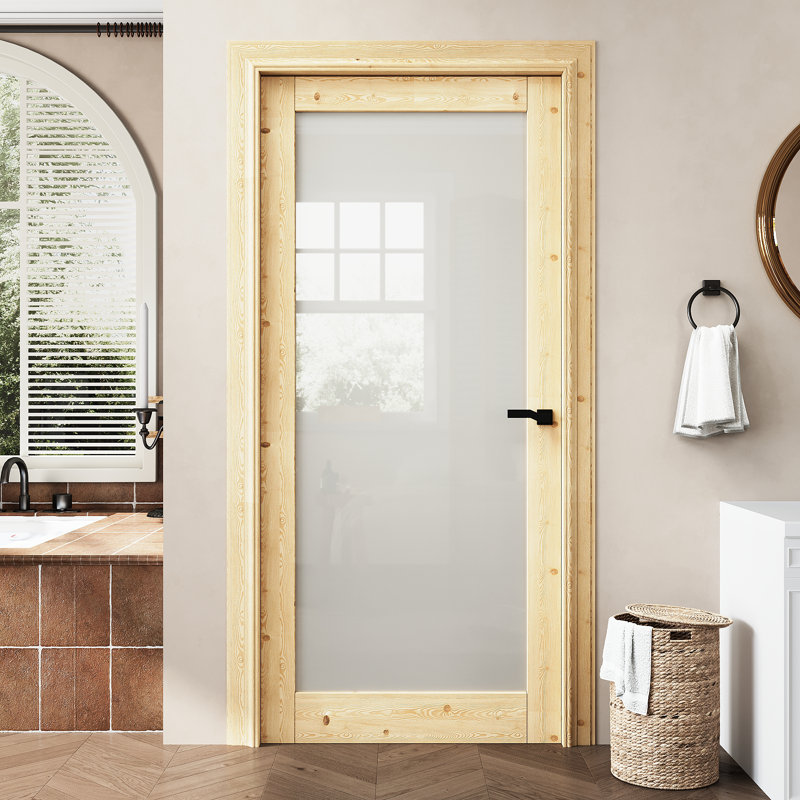 Intérieur 1 porte en bois de pin givré pré-assemblée pour porte de grange, 36 po x 80 po