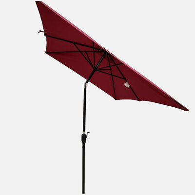 Parasol imperméable d'extérieur 6 x 9 pi avec manivelle et bouton poussoir inclinable sans rabat pour jardin
