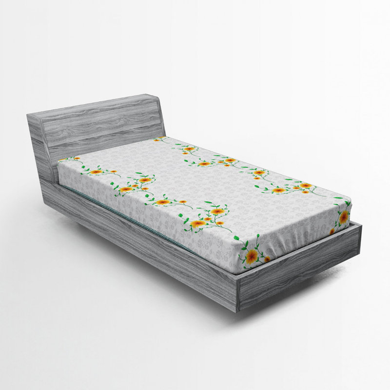 Microfiber Floral Fitted Sheet, Twin Fitted Sheet