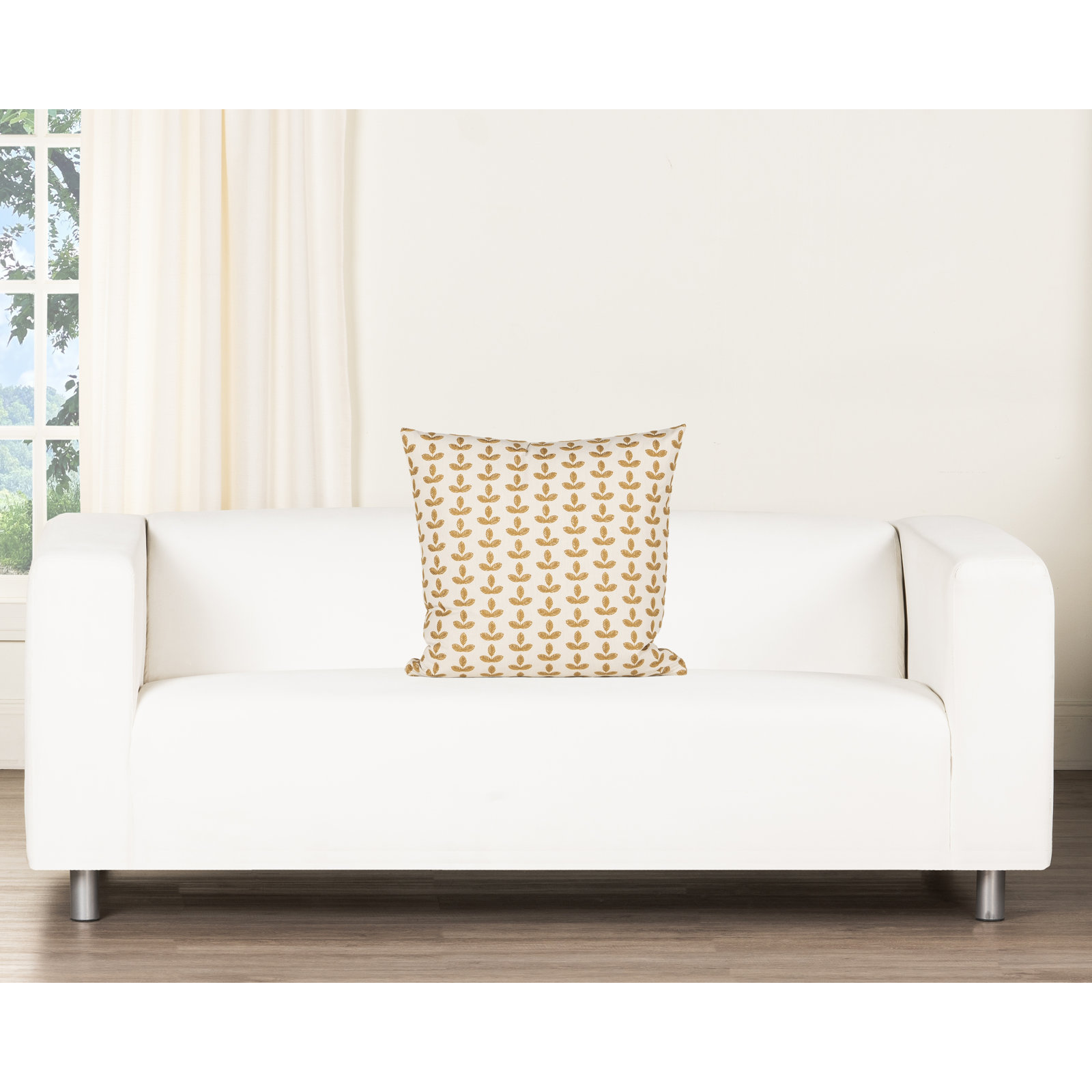 Birch Lane Trillium Throw Pillow Throw, Polyester, Yellow Floral, Square 22"