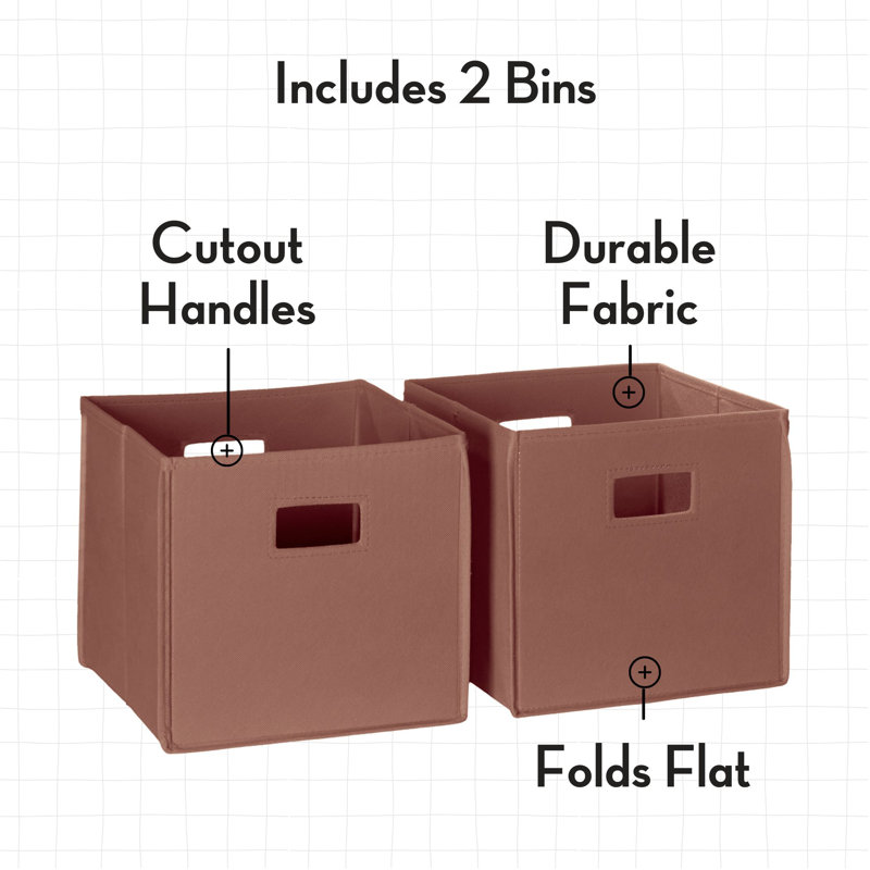RiverRidge Kids 2pc Fabric Collapsible Storage Cube Organizers with Handles for Playroom Organization - Terracotta