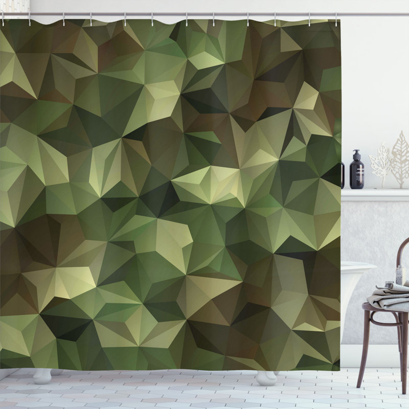 Geometric Shower Curtain with Hooks Included, 70" H x 69" W