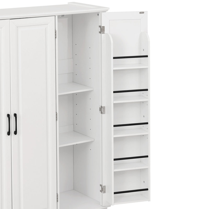 Garde-manger Bilski avec 3 portes et 4 tiroirs, Blanc