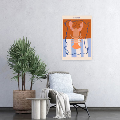 Untitled Colorful Retro Vintage Lobster Beach Wall Art Print by Treechild - Wrapped Canvas Print