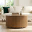 Table basse à tambour Mid-Century avec rangement caché et roulettes