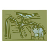 Ambesonne Bones Cutting Board Large Size Woodcut Style Dinosaur Fossil Fawn Khaki