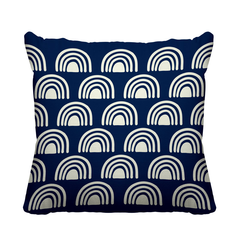Abstract Outdoor Reversible Throw Pillow, Navy Blue, 17W" x 17H"